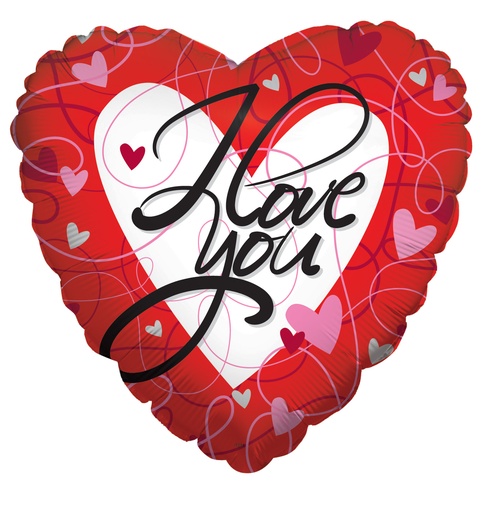 [17806-36] 36" I Love You Stripes And Hearts Red
