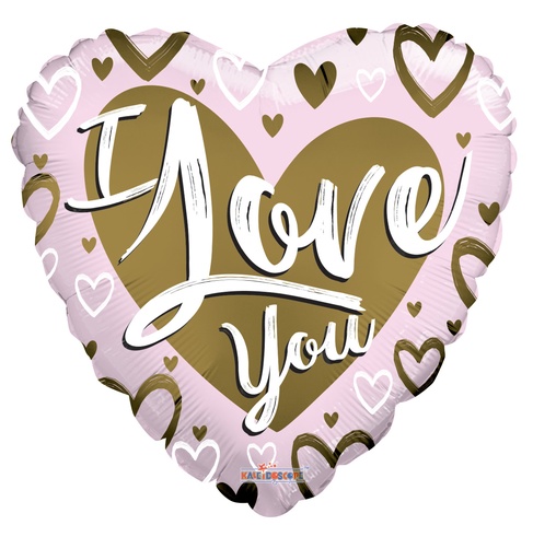 36" I Love You Gold & Pink Matte