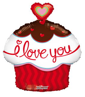 [195553] 18" I Love You Balloon Cupcake With Heart