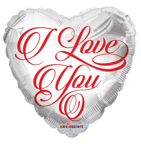 [154273] 18" I Love You Script White