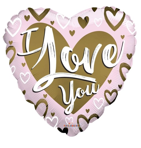 [162263] 18" Golden Hearts I Love You