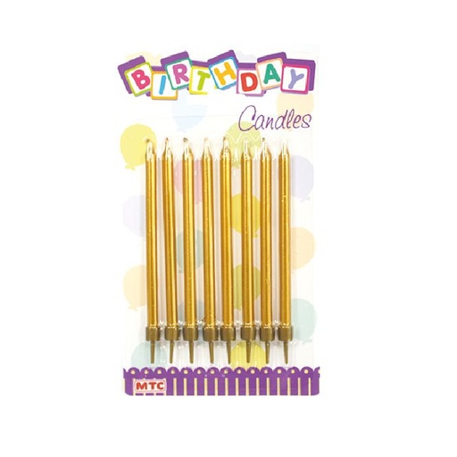 4" Metallic Gold Candles 8ct