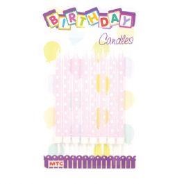 4" Polka Dot Candles Pink 8ct