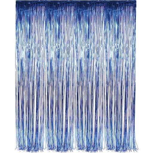 3'x8' Blue Metallic Fringe Curtain