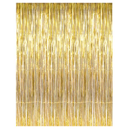 Fringe Metallic Curtain Gold 3'x8'
