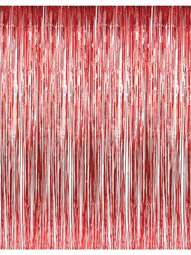 Foil Fring Metallic Curtain Red 3'x8'