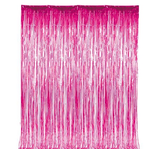 Foil Fringe Metallic Curtain Fushia 3'x8'