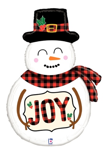[7831918] 39" Foil Shape Buffalo Plaid Snowman Foil Balloon