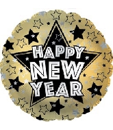 [114324] 18" New Year Stars Black-Gold