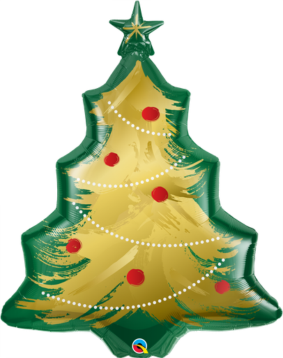 [89972] 40" Christmas Tree Brushed Gold Foil Balloon