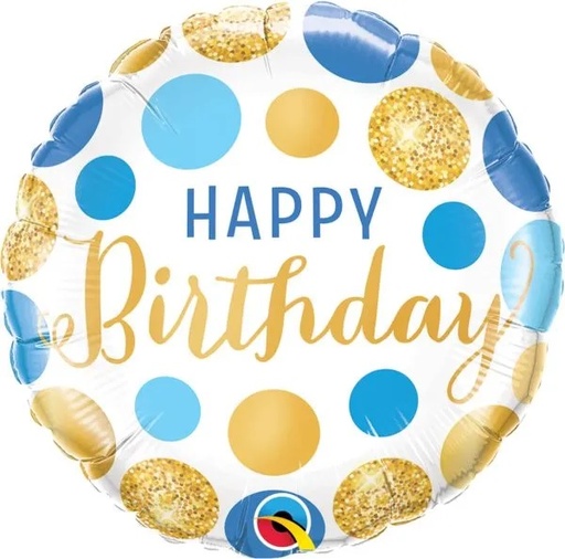 [18871] 18" Blue & Gold B'day Dots
