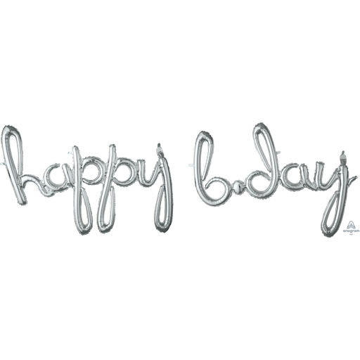 [37936] 70" 'Happy B'day' Script in Silver
