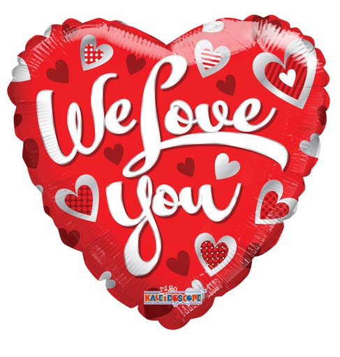 18″ Valentine We Love You Silver Hearts