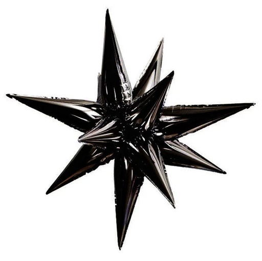 40" Exploding Stars Black Balloon