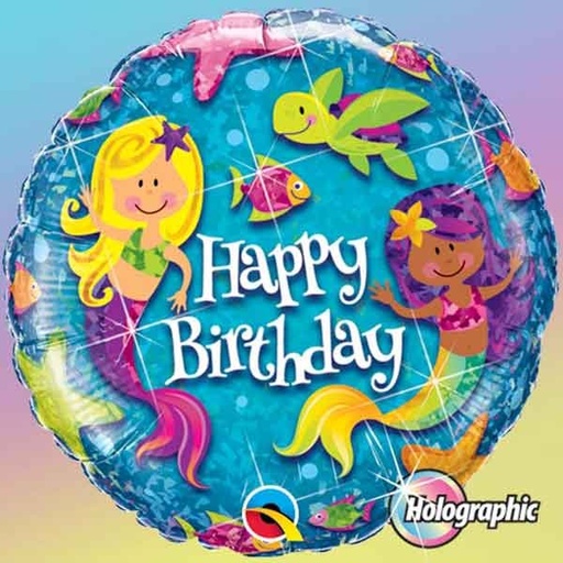18" Happy Birthday Mermaid Holo