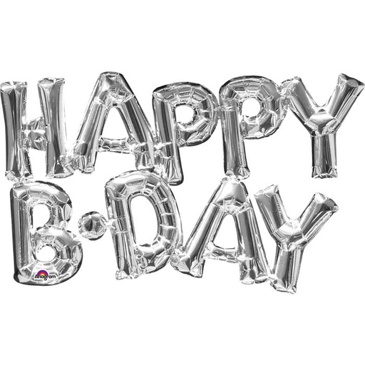 [330958] 16" 'Happy B'day' in Silver