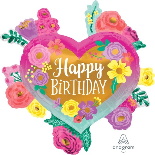 [412598] 27" Painted Flowers B'day Heart