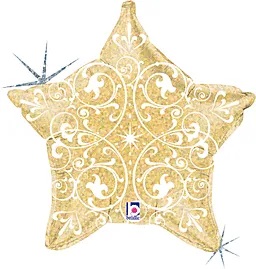 21" Filigree Gold Star Holographic