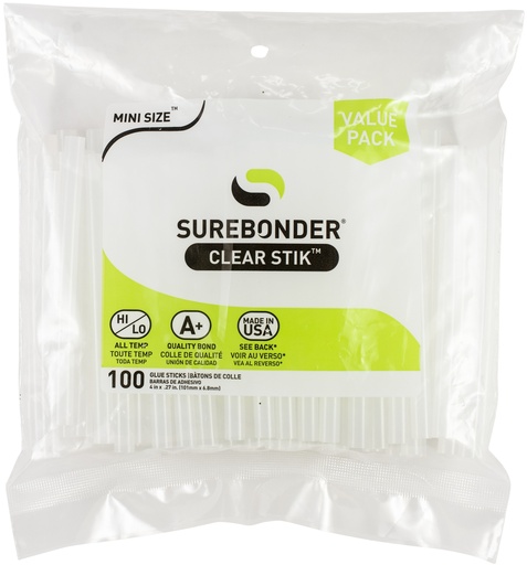 [DT-100] Clear Hot Glue Sticks High & Low Temp Mini Size 4" 100 Pack