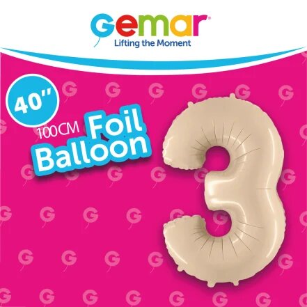 [171037] 40" Number 3 Satin Cream Gemar