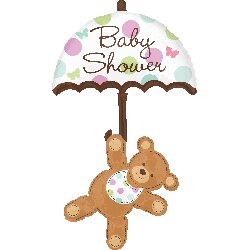 [20711] 49" Baby Shower Balloon Umbrella & Bear