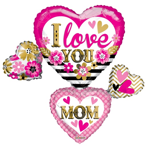 [84334-36] 36″ I Love You Mom Many Hearts Shape