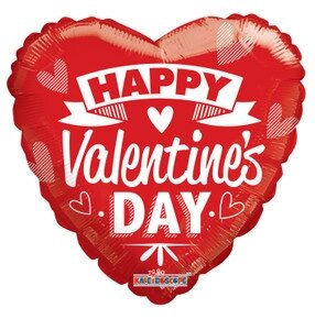 [81198-09] 9" Happy Valentine's Hearts Red & White Hearts