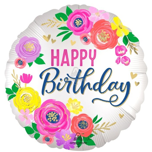 [4485101] 18" Satin Floral Birthday