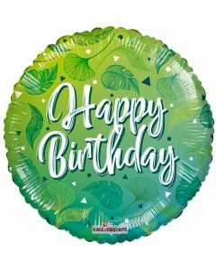 [16357-18] 18" Birthday Script & Leaves