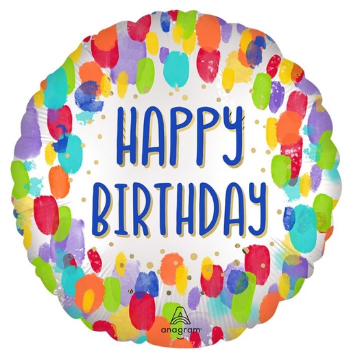 [4485801] 18" Painted Dots Birthday Satin