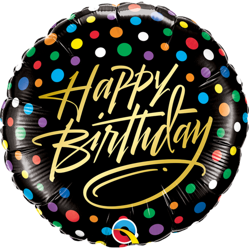 [57295] 18" Golden B'day Script & Dots
