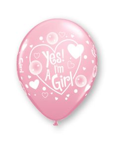 [117606] 11" Yes I'm A Girl Pink 5 pcs