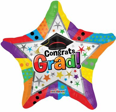 [85249-18] 18" Multi Color Grad Star Graduation
