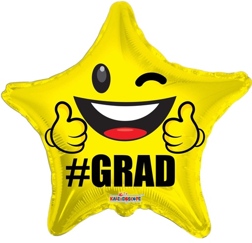 [85316-18] 18" Hashtag Grad Yellow Smiley Star