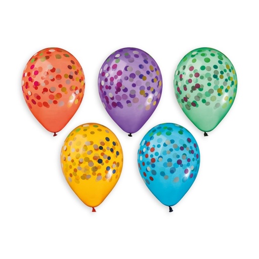 [925463] 13" 13" GS120 Clear Colourful Confetti Ass. #816 5 pcs