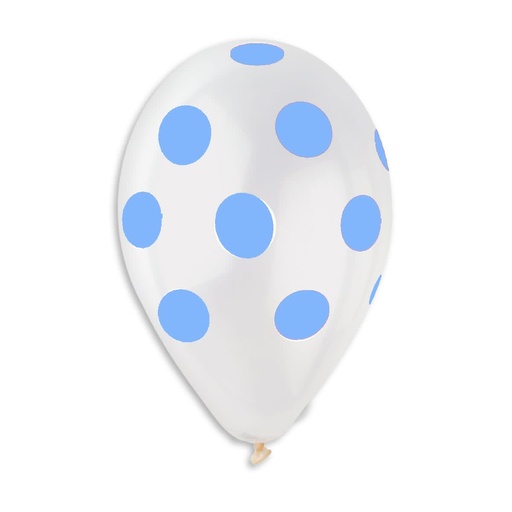 [923353] 13" GS110 Crystal Clear/Light Blue Polka Dot 10 pcs