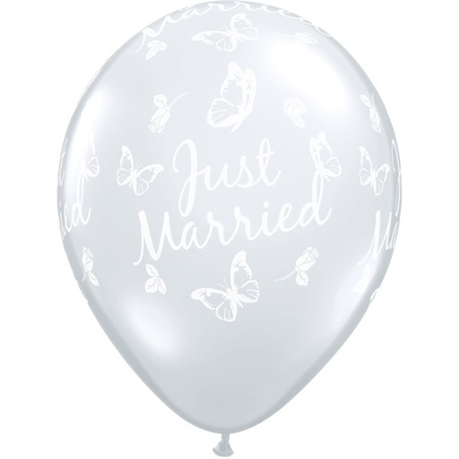 11″ Diamond Clear Just Married Butterflies 10 pcs