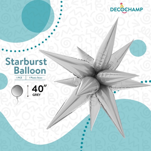 40" Starburst Balloons Grey