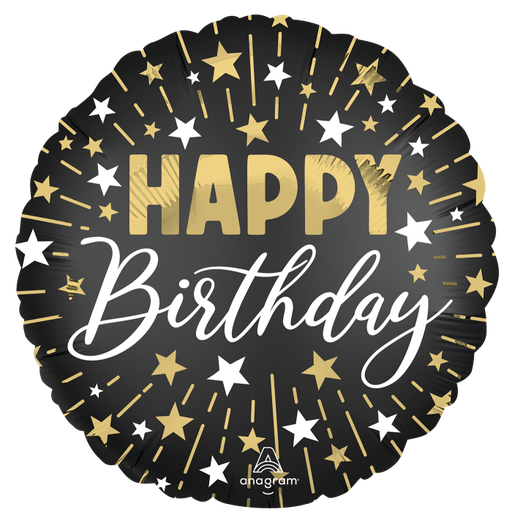[4634401] 18" Black Silver Gold HBD