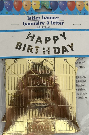 Gold Letter Banner Happy Birthday 2,74 mts