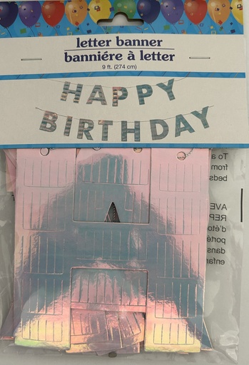 Iridescent Letter Banner Happy Birthday 2.74 mts