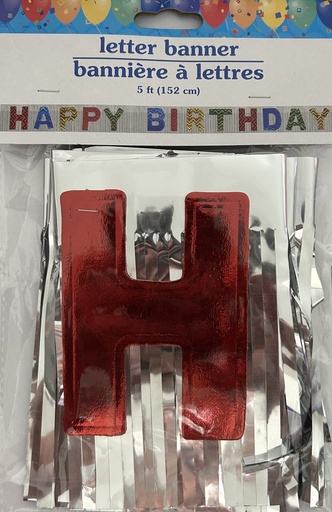 Silver Letter Banner Happy Birthday 1.52 mts