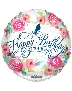 [15443-18] 18" B'day Flowers Watercolor