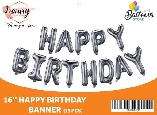 16" Happy Birthday Silver 13 Letters