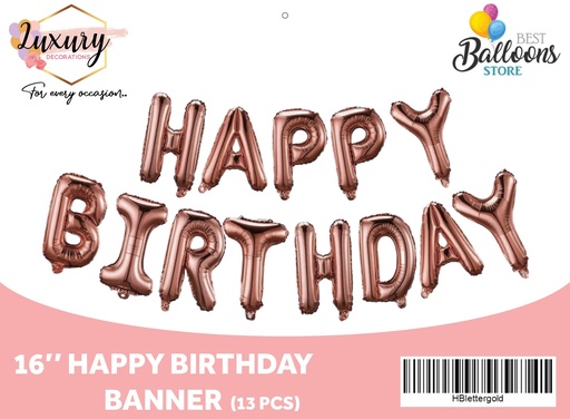 16" Happy Birthday Rose Gold 13 Letters