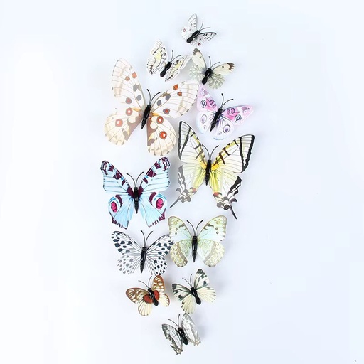 12 Pcs/Pack PVC 3D Butterfly Decoration Wall Sticker Set White